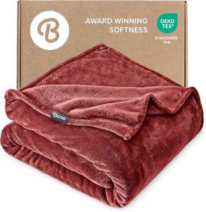 lot 3025 image: Bare Home Fleece Blanket - ThrowTravel - Ultra-Soft Lightweight for Bed, Sofa, and Couch - Luxury Microplush - Cozy Warm Blanket (ThrowTravel, Rosewood)