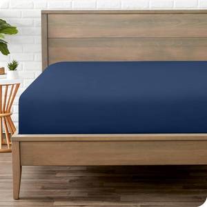 lot 3037 image: Bare Home Fitted Bottom Sheet King Size - Premium 1800 Microfiber - Ultra-Soft Hotel Luxury - Deep Pocket - Durable and Long Lasting (King, Dark Blue)