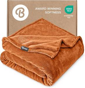 lot 3042 image: Bare Home Fleece Blanket - King Size - Ultra-Soft Lightweight for Bed, Sofa, and Couch - Luxury Microplush - Cozy Warm Blanket (King, Sienna)