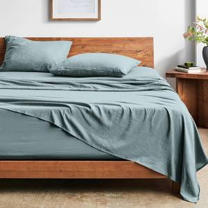 lot 3057 image: Bare Home Queen Sheet Set - Luxury 1800 Ultra-Soft Stonewashed Microfiber - Brushed - Deep Pockets - Easy Fit - Breathable Bedding - Sheet Sets & Pillowcases (Queen, Sea Spray)