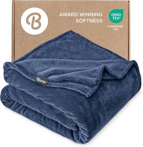 lot 3060 image: Bare Home Fleece Blanket - FullQueen - Ultra-Soft Lightweight for Bed, Sofa, and Couch - Luxury Microplush - Cozy Warm Blanket (FullQueen, Dark Blue)