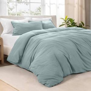 lot 3061 image: Bare Home Microfiber Duvet Cover Set - Ultra Soft Washed Microfiber - Full Size - Linen-Like Look - Easy Care - Breathable Fabric - Our Softest Duvet Cover Set (Full, Sea Spray)