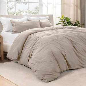 lot 3066 image: Bare Home Microfiber Duvet Cover Set - Ultra Soft Washed Microfiber - Full Size - Linen-Like Look - Easy Care - Breathable Fabric - Our Softest Duvet Cover Set (Full, Pebble Beach)