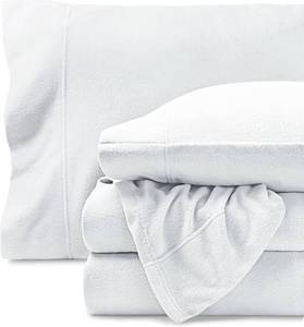 lot 3074 image: Bare Home Super Soft Fleece Sheet Set - Queen Size - Extra Plush Polar Fleece, No-Pilling Bed Sheets - All Season Cozy Warmth (Queen, White)