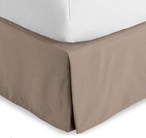 lot 3081 image: Bare Home Queen Bed Skirt - 15-Inch Tailored Drop Easy Fit - Bed Skirt for Beds - Center & Corner Pleats (Queen, Taupe)