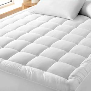 lot 3095 image: Bare Home Full Mattress Topper Cotton Top - Plush Topper for Mattress - Fitted Mattress Cover - Cooling Breathable Air Flow - 8 to 21 Deep Pocket - Soft Mattress Pad (Full, White)