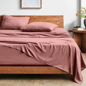 lot 3100 image: Bare Home Queen Sheet Set - Luxury 1800 Ultra-Soft Stonewashed Microfiber - Brushed - Deep Pockets - Easy Fit - Breathable Bedding - Sheet Sets & Pillowcases (Queen, Dusty Rose)