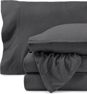 lot 3104 image: Bare Home Super Soft Fleece Sheet Set - Split Head Flex King Size - Extra Plush Polar Fleece, No-Pilling Bed Sheets - All Season Cozy Warmth (Split Head Flex King, Grey)