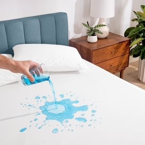 lot 3125 image: Bare Home Mattress Protector - Waterproof - Breathable - Vinyl Free - Hypoallergenic - Queen, White