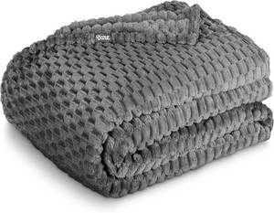 lot 3128 image: Bare Home Textured Fleece Blanket - King Size - Ultra-Soft Lightweight for Bed, Sofa, and Couch - Luxury Microplush - Cozy Warm Blanket (King, Waffle Grey)