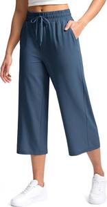 lot 3221 image: Soothfeel Womens Capri Pants Loose High Waisted Wide Leg Lightweight Travel Hiking Pants for Women Casual Summer with Pocket SIZE 2XL