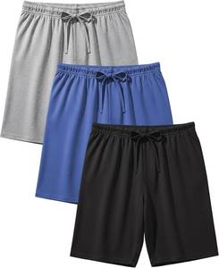 Andrew Scott Men's 3 Pack Soft & Light Cotton Drawstring Yoga Lounge & Sleep Jam Shorts/Jersey Shorts with Pockets SIZE M