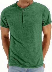 lot 3332 image: Mens Henley Short Sleeve Shirts Casual T-Shirts Button Top Summer Soild Basic Tee Size 2XL