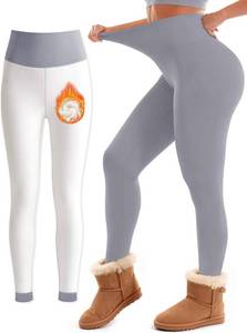 lot 3334 image: Laite Hebe Fleece Lined Leggings Women - High Waisted Winter Yoga Pants Tummy Control Soft Thermal Warm for Hiking Workout Size Large
