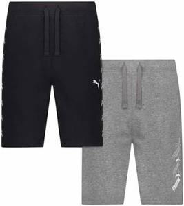 PUMA Boys' 2pk Performance Fleece Graphic Logo Short Set (Black/Dark Gray, Large)