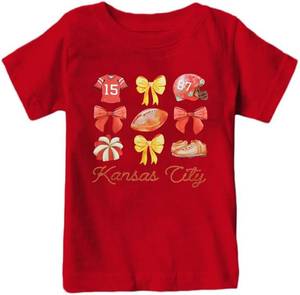 lot 3339 image: Football Shirts for Girls Boys Game Day Shirt Softball Season Kids Tee Print Short Sleeve Top Size 110