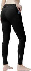 lot 3358 image: Womens High Waisted Moisture - Wicking Yoga Leggings with Pockets, Reflective Stripes & Shirt Loop for Active Lifestyle Size Medium