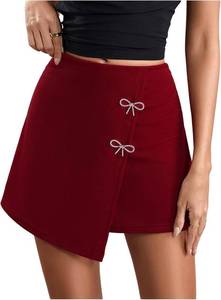 lot 3359 image: GORGLITTER Womens Asymmetrical Wrap Mini Skort Skirts Y2K Sparkle Shorts Summer Rave Party Concert Festival Skorts Size X-Small