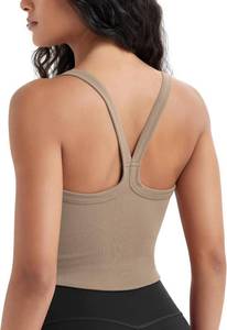 lot 5004 image: ODODOS Womens Seamless Crop Cami Wide Scoop Neck Ribbed Soft Open Racerback Cropped Tank SIZE S