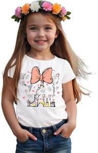 lot 5013 image: CM C&M WODRO Magic Kingdom Castle Shirt Toddler Baby Girls Magical Graphic T-Shirt Kids Summer Fairy Tale Short Sleeve Tees SIZE 7-8 YEARS