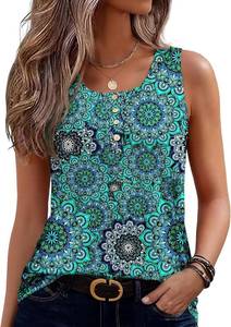 lot 5015 image: Zeagoo Womens Tank Tops Summer Sleeveless Tops Loose Button Henley Shirts Crew Neck Dress Casual 2026 Clothes SIZE XL