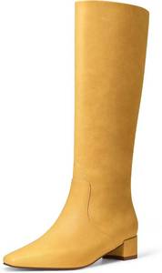 lot 5028 image: MUCCCUTE Knee High Boots Women - Boots for Women Square Toe Chunky Heels Tall Boots Pull-On PU Low Block Heel Long Boot SIZE 6 12