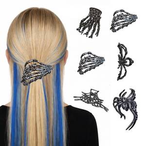 lot 5043 image: 6PCS Gothic Spider Skeleton Skull Hair Claw Clips, Black Metal Hair Clips for Women Girls, Large Medium Size for Thick Thin Hair, Gothic Decor for Halloween Valentine s Day Gift