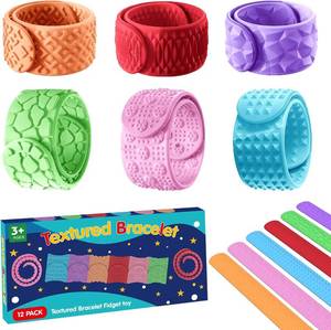lot 5083 image: Sensory Fidget Toys Slap Bracelets 12PC Textured Silicone Sensory Toys for Autism, Fidgets for Kids, Teens & Adults, Anxiety & Stress Relief - Ideal for Classroom Rewards, Party & Special Needs Gifts