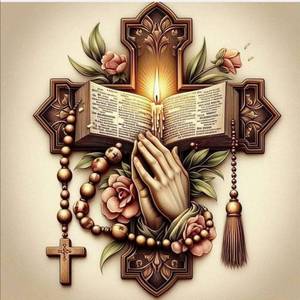lot 5085 image: YFYDAFX Cross Diamond Art Kits for Adults, Religious Diamond Painting Kit for Beginners, 5D DIY Round Full Drill Painting with Gem Art Craft Wall Decor 14x 14 Inch