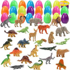 lot 5098 image: CUTE STONE 24 Pack Filled Easter Eggs with Dinosaurs and Animals, Easter Basket Stuffers Easter Party Favors for Kids
