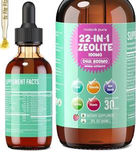lot 5099 image: Zeolite Detox for Kids and Adults, Herbal Detox with 800mg DHA, 500mg Inulin, Probiotics & Vitamin B12, D3, C, B6, Cilantro Extract Cleanse to Support Brain, Immune, Gut, Energy, Strawberry, 60ML