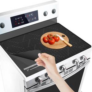 lot 7027 image: Stove Top Covers for Electric Stove, 28x20 Premium Heat Resistant Silicone Glass Stove Top Mat, Scratch Proof RV Kitchen Cooktop Protector Mat, Easy to Clean -Black