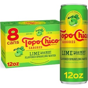 lot 7268 image: Topo Chico Sabores Lime Mint Sparkling Water - 8pk12 fl oz Cans