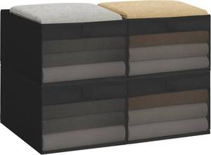 lot 7642 image: STORAGE MANIAC 4 Pack Storage Bins with Clear Window, Storage Boxes for Shelves, Sturdy Foldable Closet Organization Fabric Shelf Basket for Toy, Towel, Book, Jeans, Offices, Dorm, Wardrobe, Black