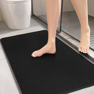 lot 9004 image: Bathroom Rugs, Bath Mats for Bathroom Non Slip Washable, Quick Dry, Water Absorbing, Fits Under Door, Ultra Thin, Rubber Backing, Low Pile, Cozy Cloth Cotton, Ideal for Shower, Sink-Black-36x24