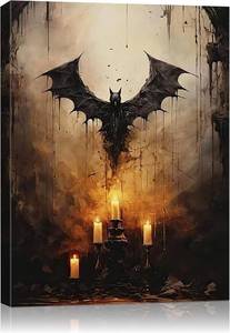 lot 9474 image: AbcCustomize Halloween Canvas Wall Art - Vintage Moody Bat Poster, Gothic Dark Academia Wall Decor, Spooky Halloween Decor for Farmhouse & Cottage, Fall Decorations Indoor for Living Room & Bedroom