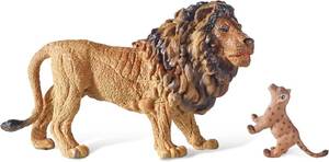 lot 9514 image: Keena 2PCS Realistic Lion Figurines with Lion Cubs, 10.6 Jungle Animals Figures Family Set Includes Baby Lions, Educational Toy Cake Toppers Christmas Birthday Gift for Kids Toddlers