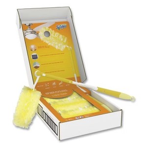 lot 9518 image: Swiffer Heavy Duty Dusters Starter Kit, Handle Extends to 3 ft, 1 Handle with 12 Duster Refills
