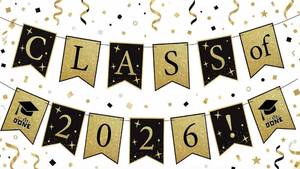 lot 9542 image: Yancan Graduation Banner Party Decorations, Black and Gold Class of 2026 Grad Garland for College High School Decor