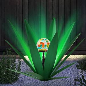 lot 9625 image: TOMBABY Solar Rustic Garden Style Metal Agave Plants Outdoor Patio, Home Decor Hand-Painted Metal Agave Garden Patio Statues, Suitable for Desert Areas, Outdoor Lawn Decorations (1 Solar Green)