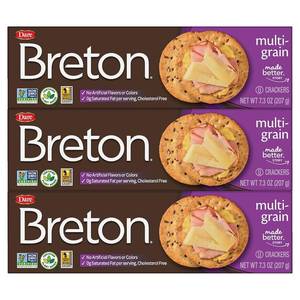 lot 9630 image: Breton Multigrain Crackers, 7.3 Ounce (Pack of 3)