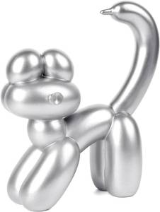 lot 9638 image: Cute Balloon Cat Statue Decor - 7.8 Inch Modern Cat Statue Ornament, Home Crafts Living Room Desktop Bedroom Sculpture Decoration (Silver, Large)
