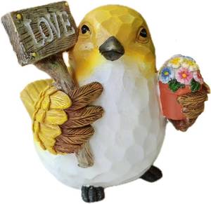 lot 9640 image: Bird Figurines Love Sign with Flower Pot Sculpture Statue Decorations Garden Figurines for Patio, Lawn, Yard Decoration, Housewarming Gift, Animal Ornament   Unique Gift for Men & Women