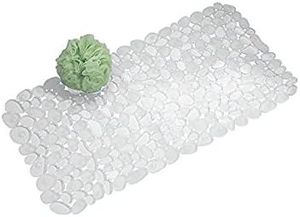 lot 9651 image: Pebble Non-Slip Suction Bath Mat for Shower, Bathtub - Clear Blue