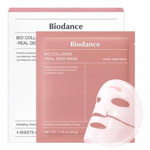 lot 9678 image: BIODANCE Bio-Collagen Real Deep Mask, Hydrating Overnight Hydrogel Face Mask, Pore Minimizing, Elasticity, Plumping, Travel Essentials & Self Care Gifts for Women, Korean Skin Care  1.19oz(34g) x 4ea