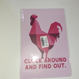 lot 9684 image: Funny Chicken Sign Cluck Around and Find Out Sign For Farmhouse Decor Chicken Coop Accessories 8x12 in COLOR PINK