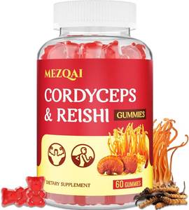 lot 9709 image: Mushroom Gummies, Cordyceps Reishi Mushroom Supplement Gummies for Adults with Green Tea Extract, Brain Supplements for Memory and Focus, Energy, Athletic Performance, Rest - 60 Count
