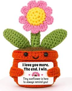 lot 9723 image: Mini Pink Crochet Sunflower Gift for Girlfriend, Crochet Sunflower for Wife Mom, Desk Accessories, Retirement Thank You Get Well Appreciation Gifts for Women, Occupational Therapy Gifts