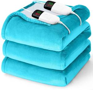 lot 9772 image: Heated Electric Blanket Queen Size - 84 x 90 Heating Blanket with Dual Control, 10 Heating Levels & 8 Hours Auto Off, Soft Warm Flannel Blanket, Christmas Birthday Gifts for Senior Grandma