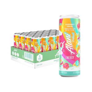 lot 9773 image: Alani Nu SHERBET SWIRL Sugar Free, Low Calorie Energy Drinks, 200mg Caffeine, Biotin B Vitamins, Zero Sugar, 10 Calories, 12 Fl Oz Cans, 24 Pack
